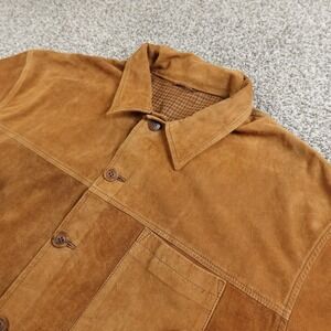 Bullock & Jones Jacket Mens 53 Brown Suede Leather Coat Overcoat Shacket Italy